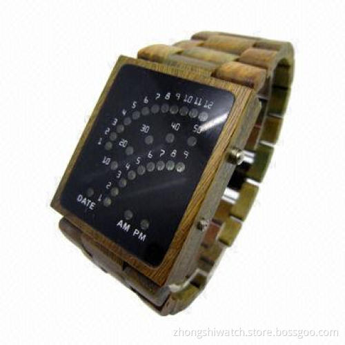Natural Wood Wooden Watch, Wood Unisex Jupiter Brown, Japan Seiko Movement